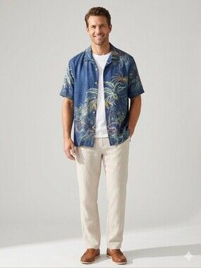 Tommy Bahama 25th Anniversary Fireworks Finale 100% Silk Camp Shirt